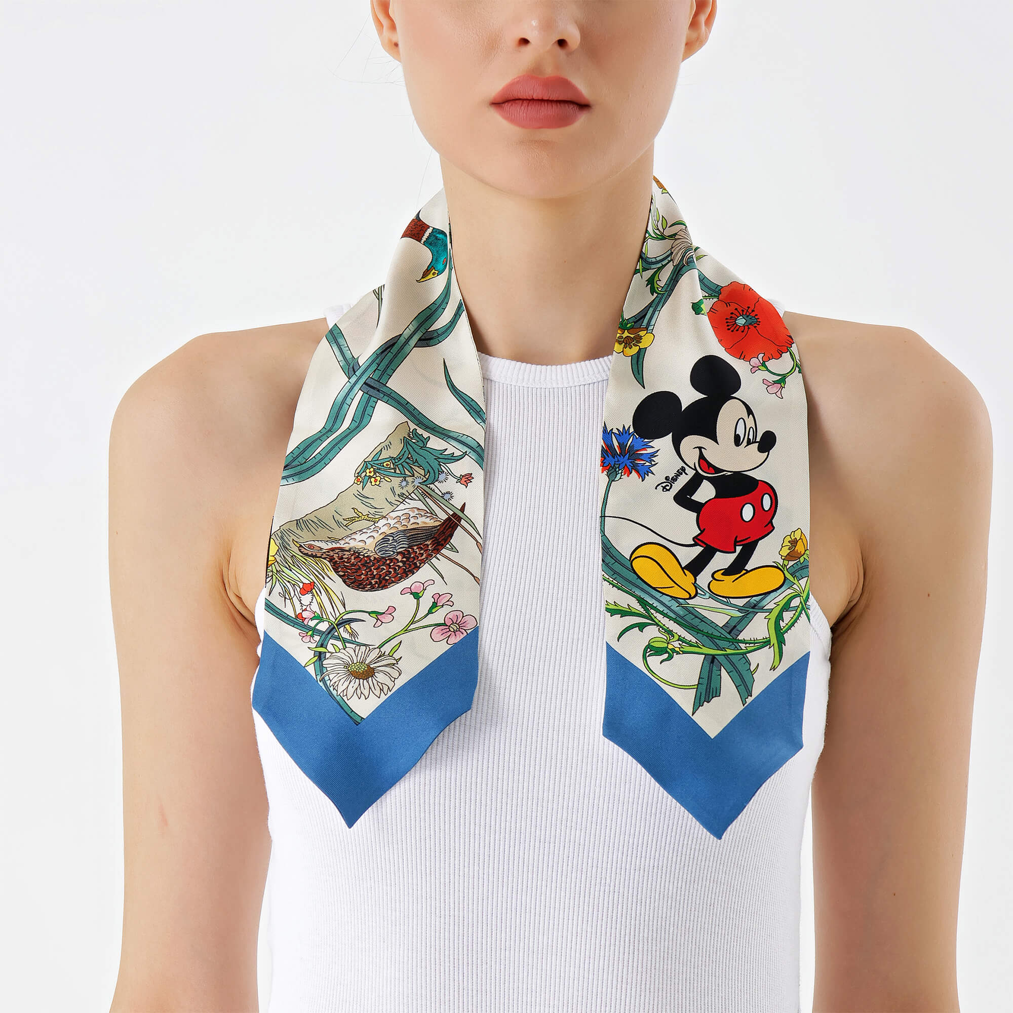 Gucci - Dİsney Floral&Mickey Mouse Silk Twilly